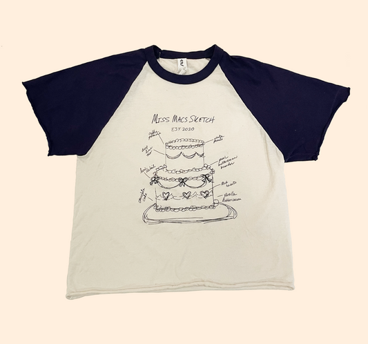 Miss Mac's Navy Cropped Raglan Tee